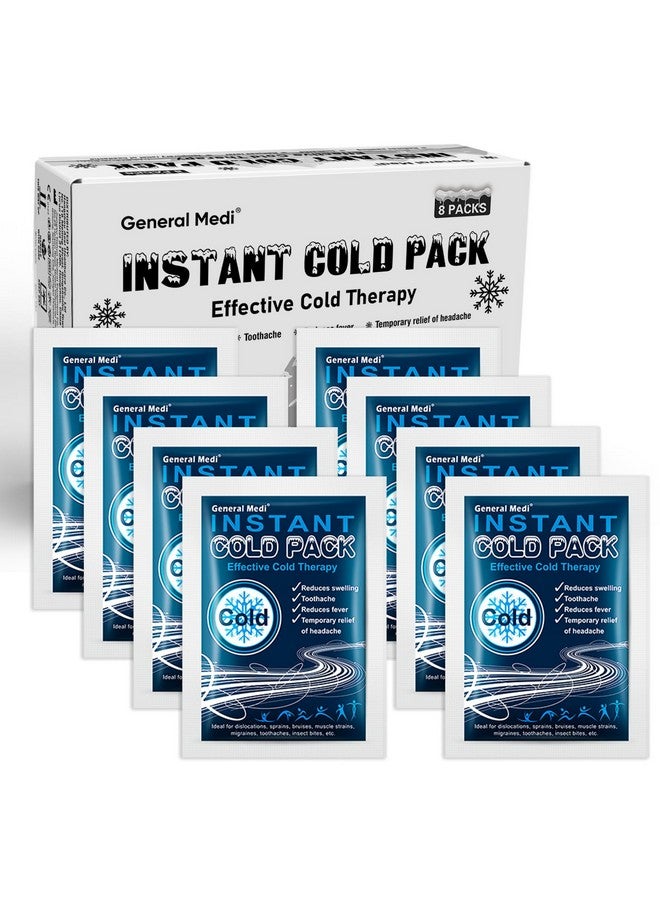 General Medi Instant Ice Cold Pack (4”x 5.5”) - 8 Packs Disposable Cold Therapy Ice Packs for Pain Relief, Swelling, Inflammation, Sprains, Toothache - for Athletes & Outdoor Activities - Image 1