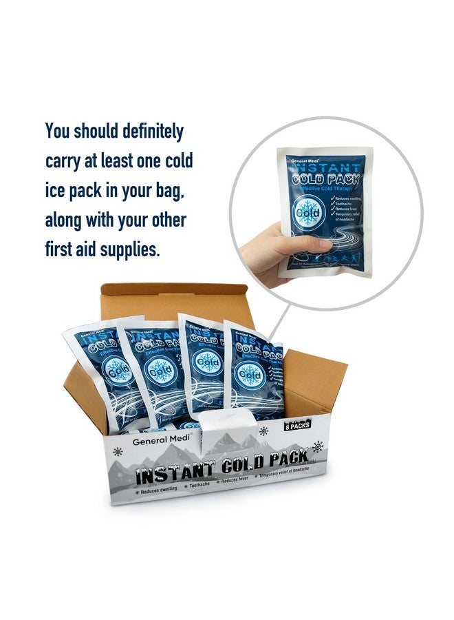 General Medi Instant Ice Cold Pack (4”x 5.5”) - 8 Packs Disposable Cold Therapy Ice Packs for Pain Relief, Swelling, Inflammation, Sprains, Toothache - for Athletes & Outdoor Activities - Image 3