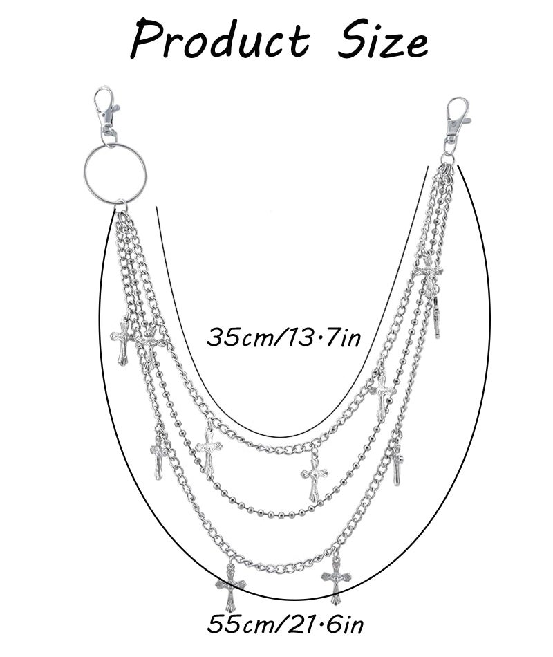 BdelrinQue Gothic Jewellery,Jeans Chain,Pant Chain,Cross Fashion Punk Accessory, Suitable for Jeans and Leather Pants, Urban Street Style Declaration, Unisex - Image 2