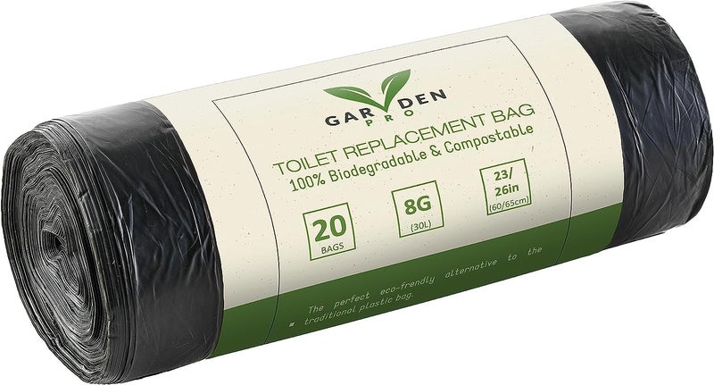 GARDEN V PRO Portable Toilet Replacement Bags  20 Liners 8 Gallon 100 Compostable for Camping  OK Compost Home Certified Plastic Free 