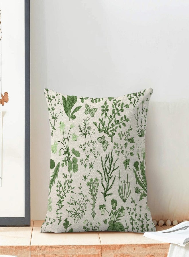 AEIOAE Summer Pillow Covers 18x18 Inch Set of 2,Olive Green Wild Flower Plant Throw Pillows Case,Seasonal Floral Outdoor Decorative Square Linen Farmhouse Decor Cushion Covers for Home Sofa Bed Couch - Image 3
