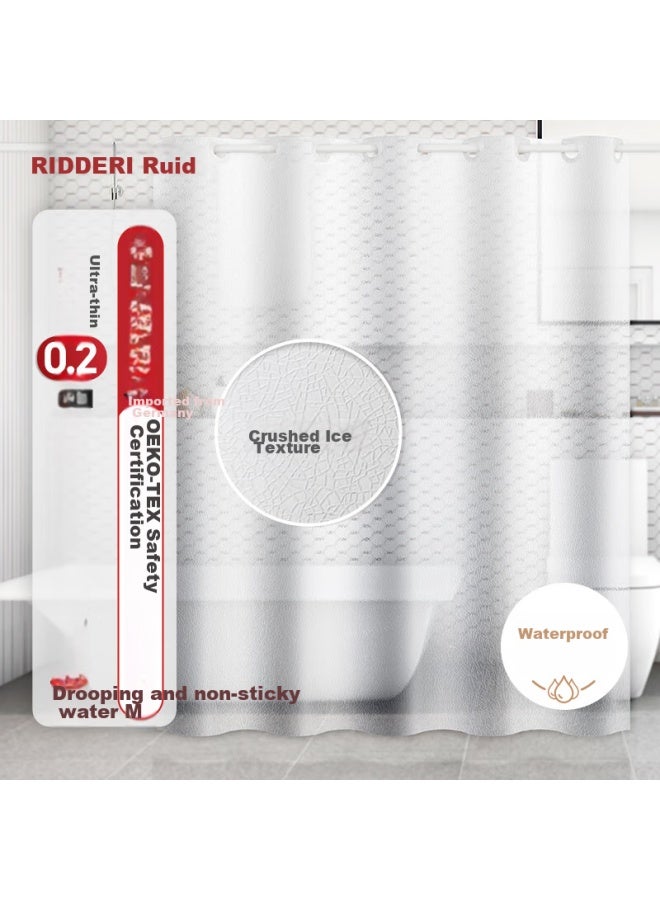 Ridder German Import, Shower Curtain Waterproof Bathroom Shower Parion, Ice Transparent, 180*200cm