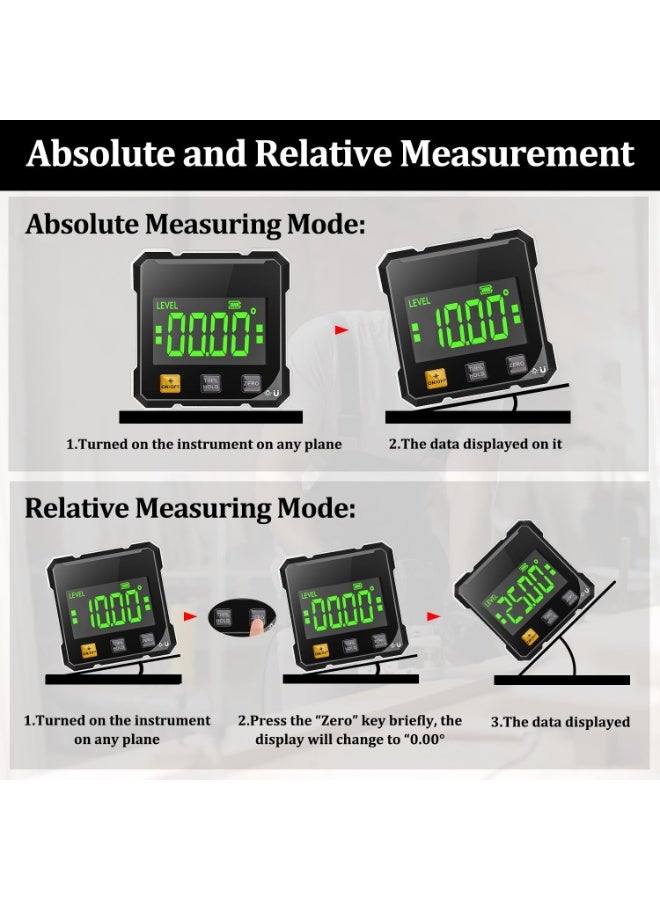 L LULONG High Precision Magnetic Digital Angle Finder with Laser Level – Electronic Inclinometer Slope Gauge Type-C for Woodworking Construction - Image 4