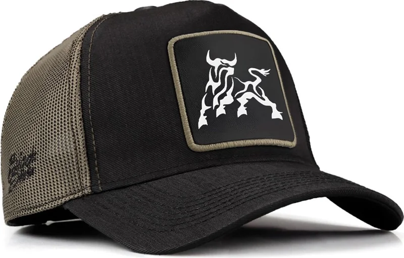 Blackbörk V1 Trucker Taurus - Unisex Black-Khaki Cordura Fabric Hat (Cap) with 2sh Code Logo