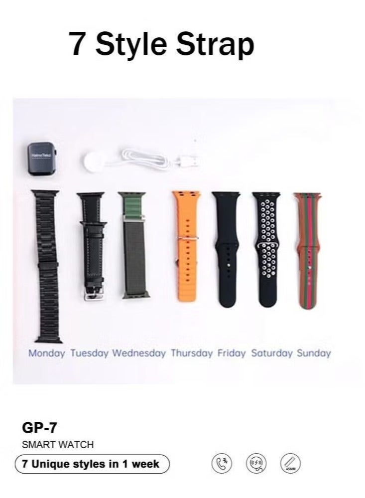 Haino Teko GP 7 Smart Watch for Men & Women | 7 Interchangeable Straps, Wireless Charger, Fitness Tracker, Heart Rate Monitor, Sleep Monitor, IP68 Waterproof | Stylish & Versatile - Image 2