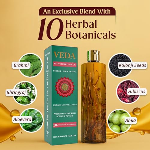 Veda Ayurvedic Cold Pressed Hair Oil | Ayurvedic Jadi Butis Infused Oil | 200ml - Image 3