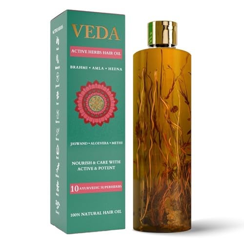 Veda Ayurvedic Cold Pressed Hair Oil | Ayurvedic Jadi Butis Infused Oil | 200ml - Image 1