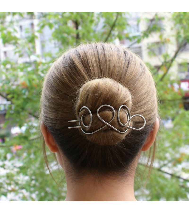 Golden Elegant U Shaped Double Prong Hairpin for Bun Styling Daily Special Occasions - Image 1