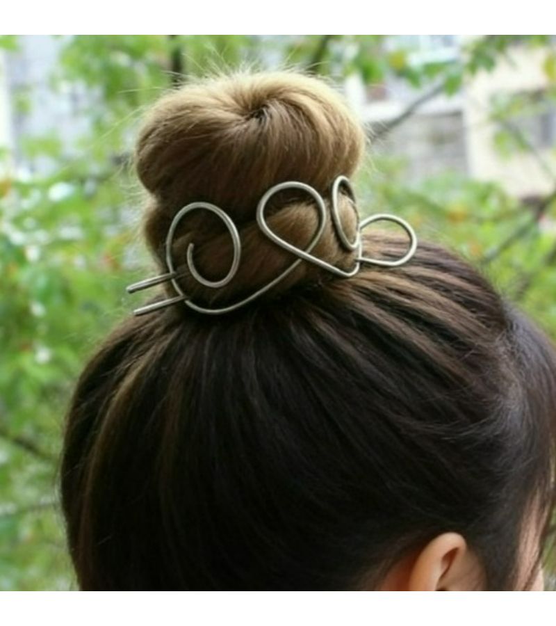 Golden Elegant U Shaped Double Prong Hairpin for Bun Styling Daily Special Occasions - Image 2