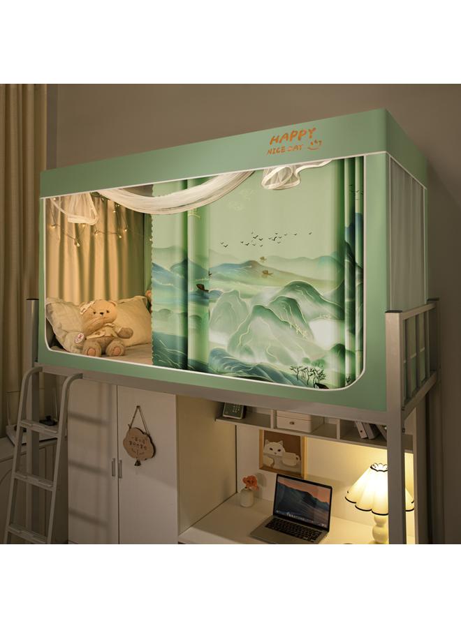 Bluejw New Installation-free Strong Shading Student Bed Curtain Mosquito Net Three-door Dormitory Single Upper And Lower Bed Curtain Wholesale - Image 1
