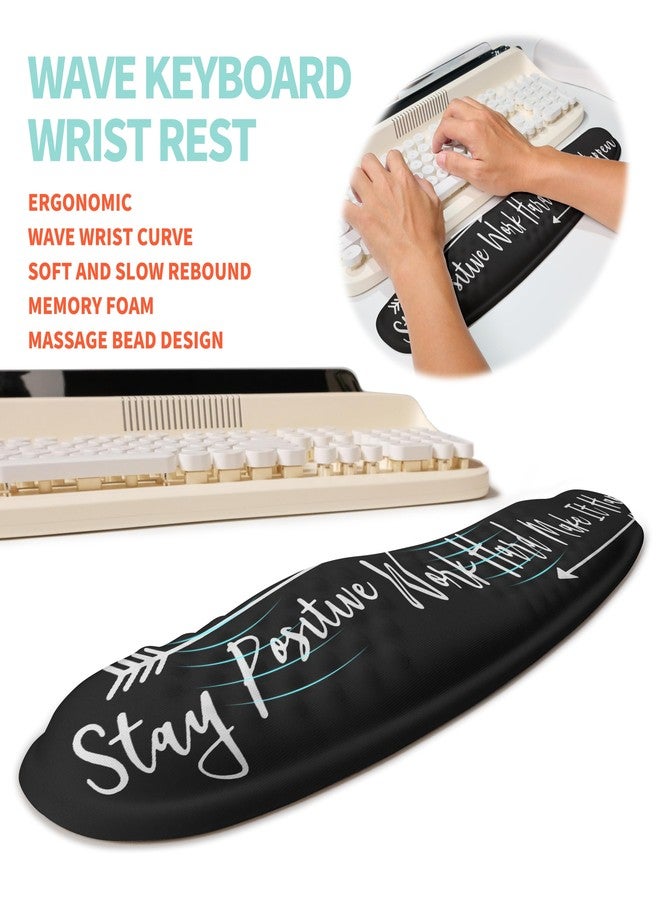 KUOSGM 2-in-1 Ergonomic Set, Wave Rise Keyboard Wrist Rest and Massage Bulge Slope Mouse Pad Wrist Support, Cushion Memory Foam Integrated to Relieve Wrist Pain, Stay Positive - Image 2