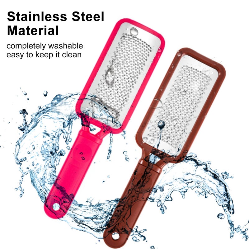 Stainless Steel Foot File - Adjustable Ergonomic Grip - Easy To Clean Pedicure Tool for Callus Removal - Rosy - Image 5