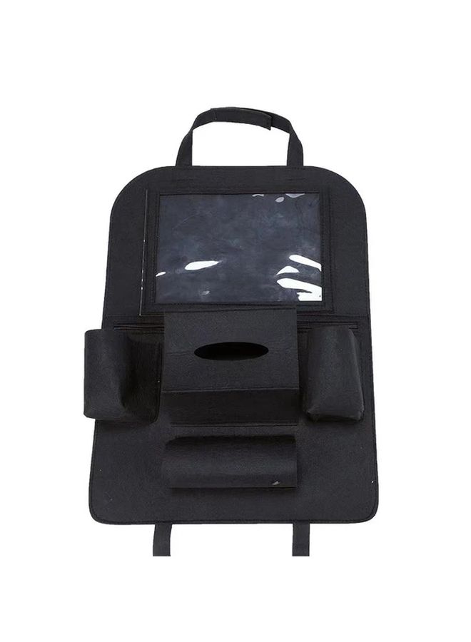 Brown Car Seat Back Organizer With Multiple Compartments And Hanging Pouch - Image 4