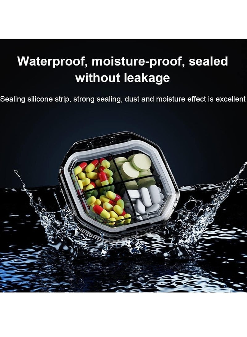 Pill Box 2 Pack Small Pill Organizer 6-Compartment+4-Compartment Medicine Box with Divided Design Waterproof and Moisture-Proof Compact and Portable Travel Pill Box Ideal for Travel Grey - Image 4