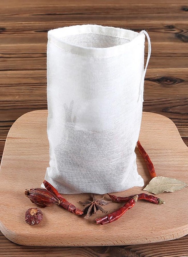 AKOAK 10 Pcs 5 x 6 Inches Natural Muslin Drawstring Bags,Natural Unbleached Cotton Spice/Tea/Herbs Bags - Image 4