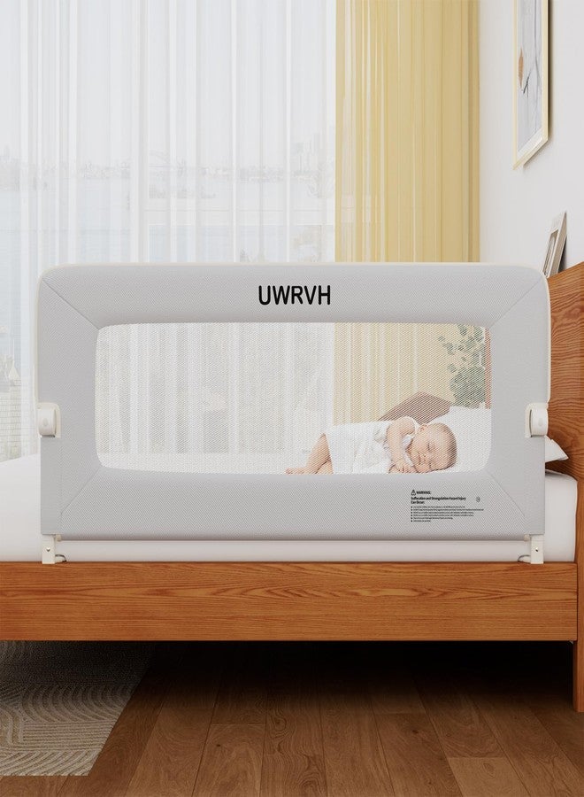 UWRVH Bed Rail for Toddlers 75in Folding Bed Rail,T-Shaped No-Drill Base with Safety Lock,Soft 3D Fabric,Baby Bed Rail Guard for Twin,Full,Queen,King Beds,Toddler Bed Rail Guard(Gray, 75" Lx 28" H)