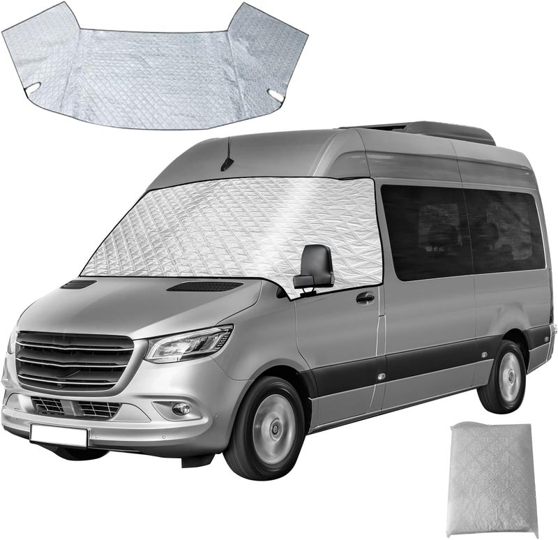 JOJOCY Thickened Windscreen Cover for Mercedes Sprinter 2006-2018 - Silver Wrap Windshield Cover with Anti Frost and Sun Protection - Image 1