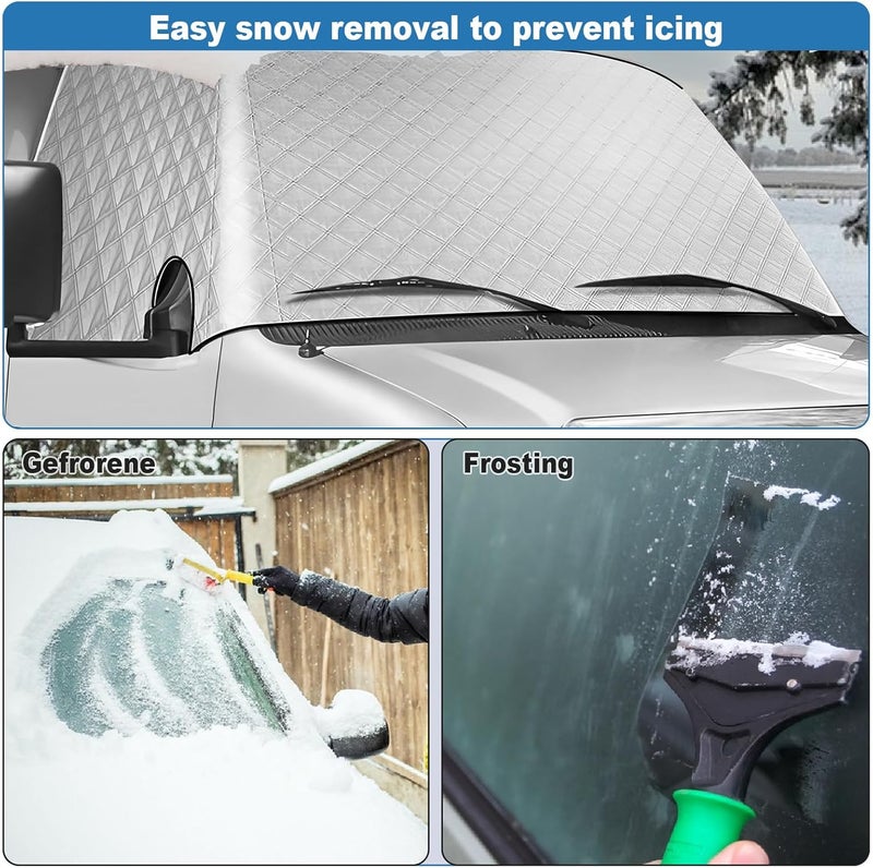 JOJOCY Thickened Windscreen Cover for Mercedes Sprinter 2006-2018 - Silver Wrap Windshield Cover with Anti Frost and Sun Protection - Image 5