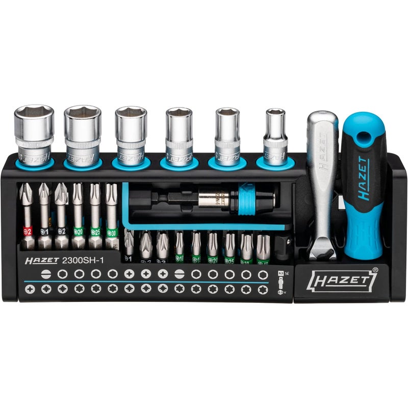 HAZET Smartholder Tool Holder 2300SH-1 I 39-Piece Tool Bit Set, Drive: Hexagon 6.3 (1/4 Inch), Square 6.0.12 in (1/4 Inch) I Practical Tool Set Extremely Handy and Compact - Image 1