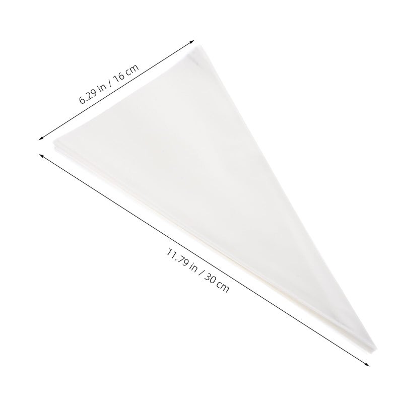 Cone Shaped Plastic Treat Bags 100pcs 16x30cm With Twist Ties for Cookies Candy Popcorn - Image 3