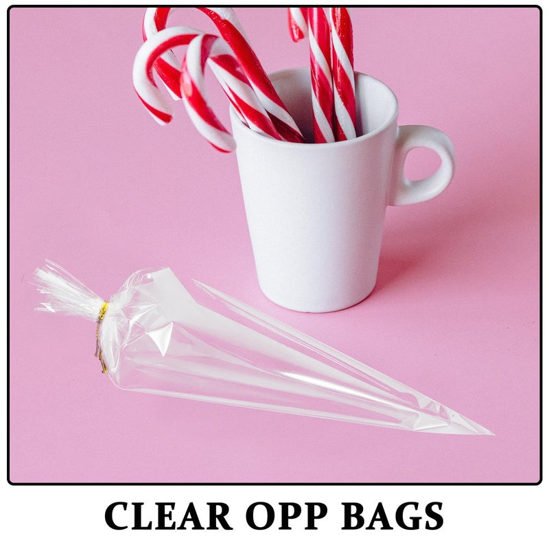 Cone Shaped Plastic Treat Bags 100pcs 16x30cm With Twist Ties for Cookies Candy Popcorn - Image 4