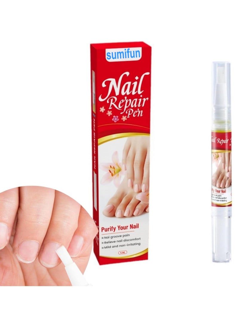 Sumifun قلم إصلاح الأظافر 4 مل محلول مضاد للفطريات لإصلاح الأظافر، يستهدف تغير اللون للأظافر الرمادية والسوداء، قلم مضاد للبكتيريا للعناية بالأظافر، يعزز سمك الأظافر ونظافتها، يستعيد صحة الأظافر. - Image 1