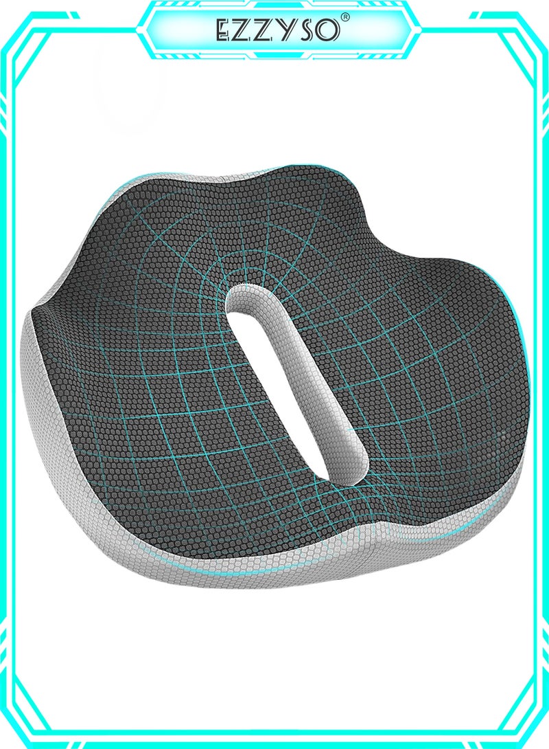 EzzySo Memory Foam Seat Cushion For Office Chair Home Chair Car Seat Airplane Wheelchair Pain Relief Coccyx Cushion Enhanced Seat Memory Foam Cushion Pad Relieve Hemorrhoid Pain - Image 1
