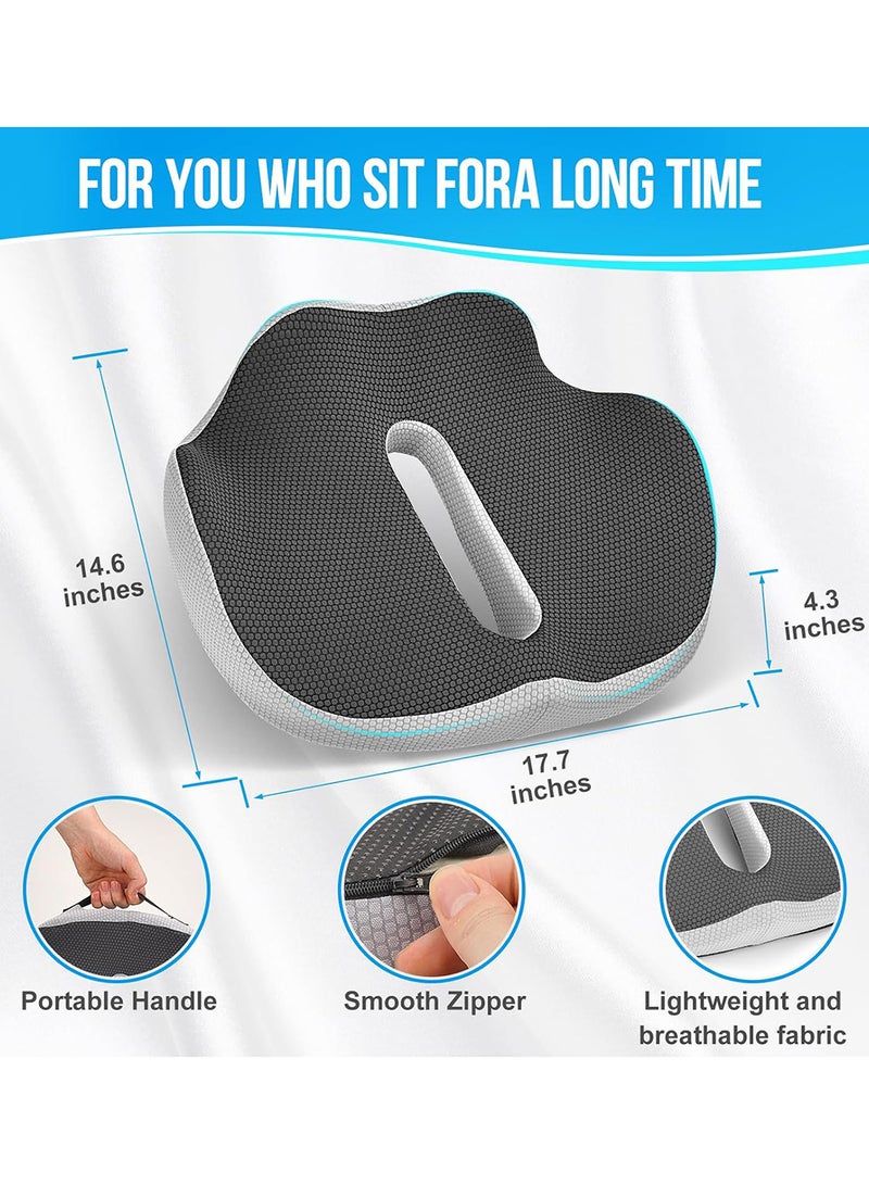 EzzySo Memory Foam Seat Cushion For Office Chair Home Chair Car Seat Airplane Wheelchair Pain Relief Coccyx Cushion Enhanced Seat Memory Foam Cushion Pad Relieve Hemorrhoid Pain - Image 2