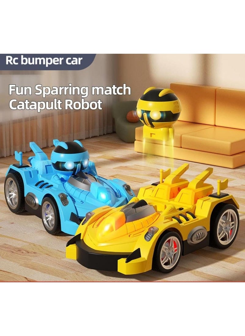 Remote Control Bumper Car Set for 2 Players Racing Match with Ejecting Figures, Catapult Action, Popping Up Toy Cars - Fun Interactive Game for Kids & Adults