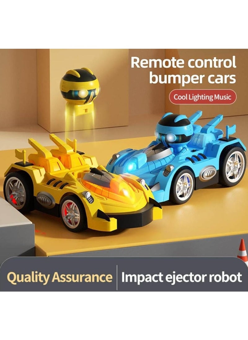 Remote Control Bumper Car Set for 2 Players Racing Match with Ejecting Figures, Catapult Action, Popping Up Toy Cars - Fun Interactive Game for Kids & Adults