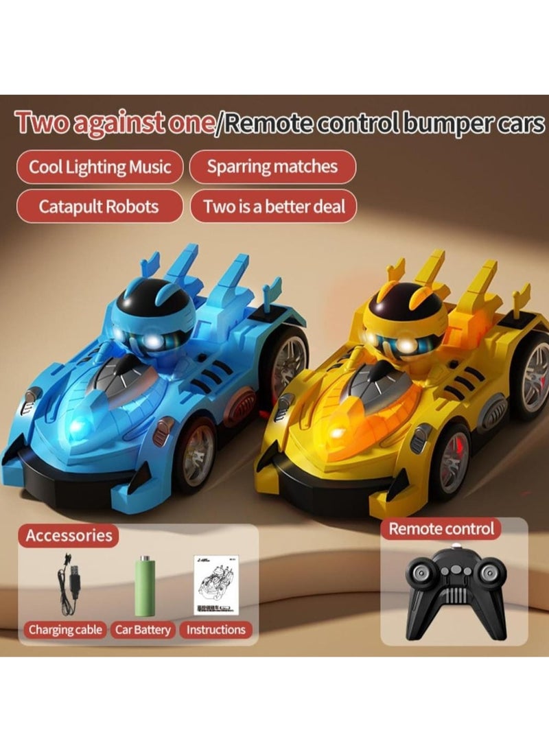 Remote Control Bumper Car Set for 2 Players Racing Match with Ejecting Figures, Catapult Action, Popping Up Toy Cars - Fun Interactive Game for Kids & Adults