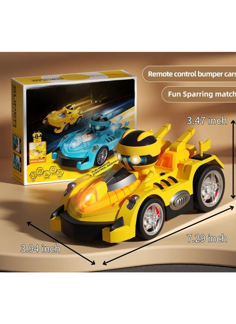 Remote Control Bumper Car Set for 2 Players Racing Match with Ejecting Figures, Catapult Action, Popping Up Toy Cars - Fun Interactive Game for Kids & Adults