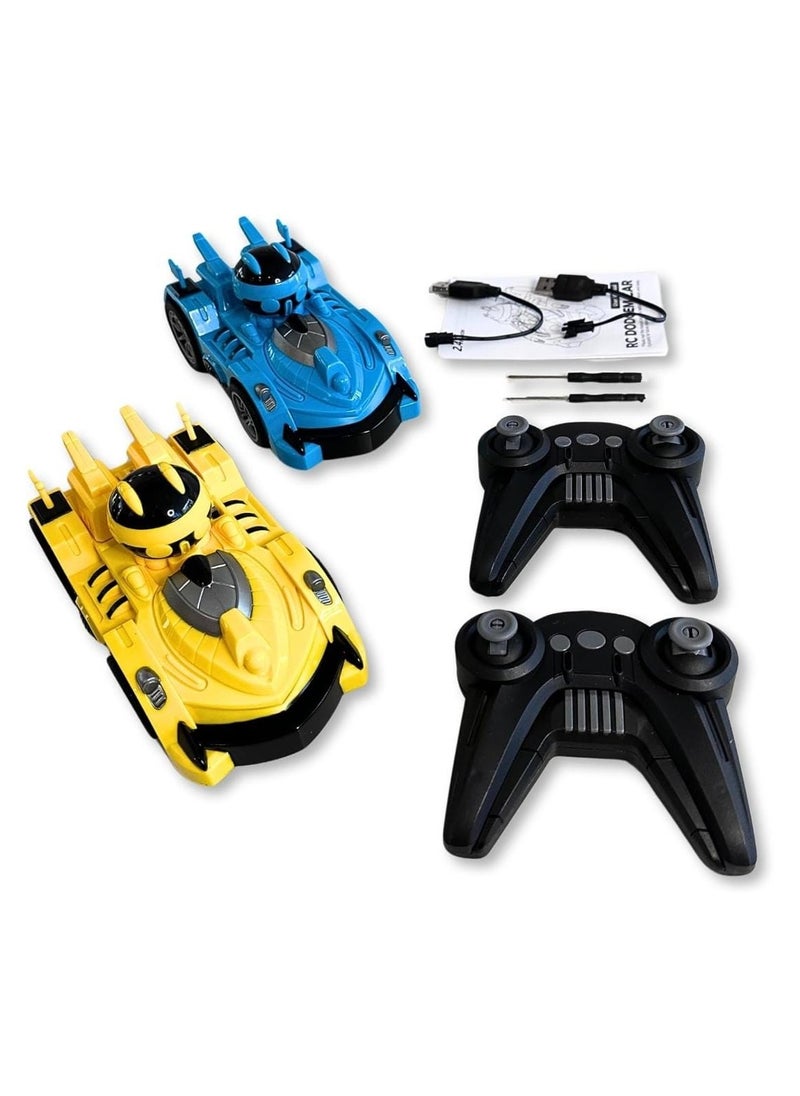 Remote Control Bumper Car Set for 2 Players Racing Match with Ejecting Figures, Catapult Action, Popping Up Toy Cars - Fun Interactive Game for Kids & Adults