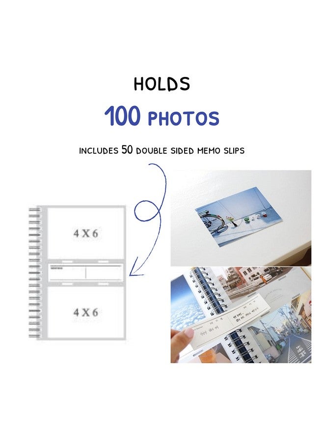 dalgaru Aesthetic Simple Lovely Korean Hard Cover 4 x 6 in Photo Album Book for couples, family, baby, wedding - holds 100 photos includes 50 double sided memo slips/spiral bound (Honey) - Image 2
