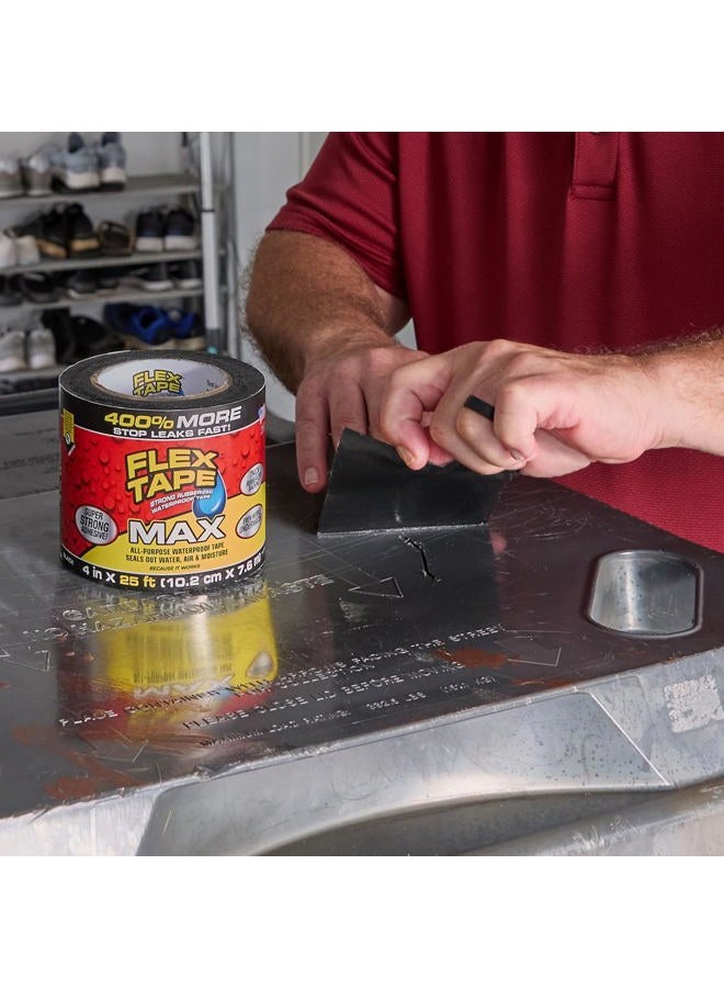 FLEX TAPE , MAX, 4 in x 25 ft, Black, Original Thick Flexible Rubberized Waterproof Tape - Seal and Patch Leaks, Works Underwater, Indoor Outdoor Projects - Home RV Roof Plumbing and Pool Repairs - Image 5