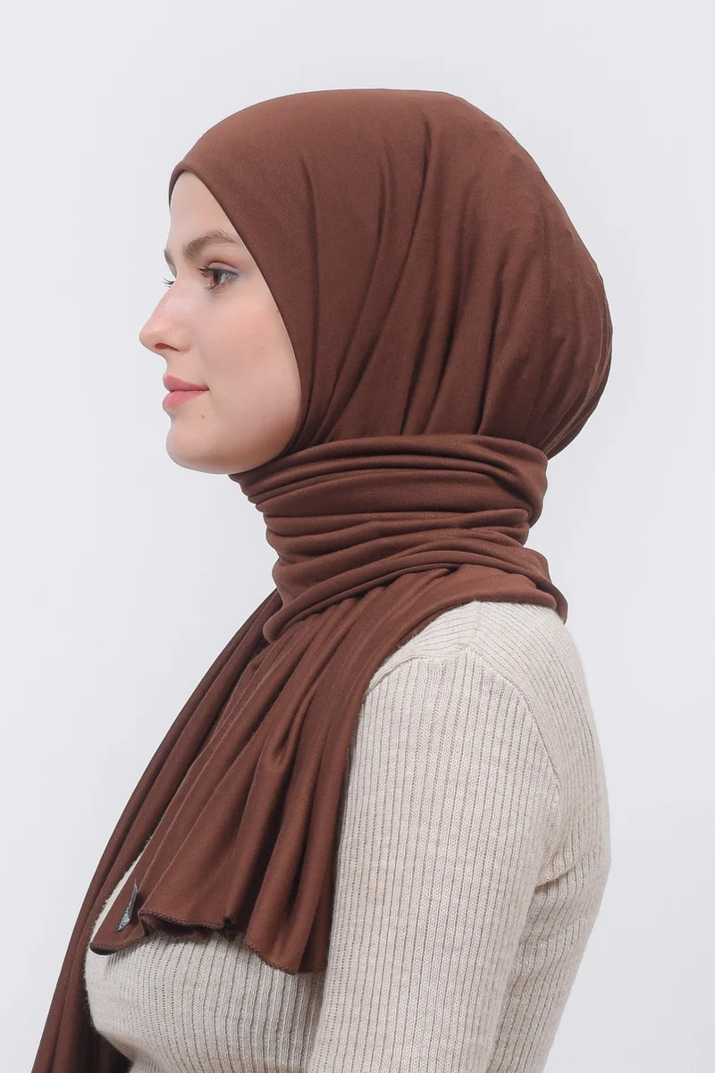 Altobeh Hijab Combed Cotton Shawl Plain-Chocolate