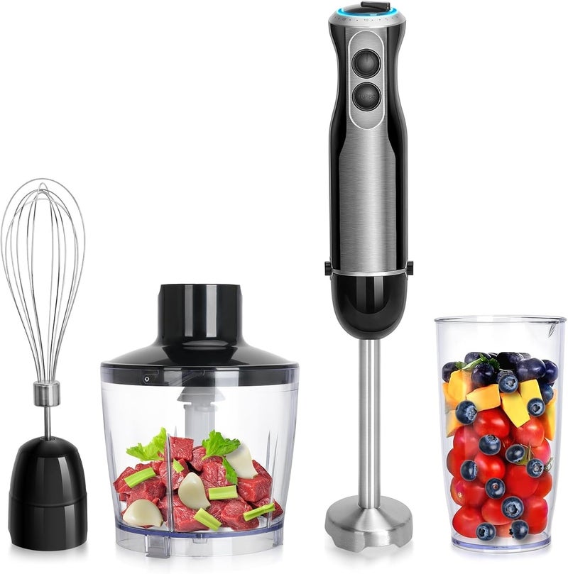 NIUB Immersion Hand Blender,1000W Handheld Kitchen Gadget Stick Blender, 4 in 1 Stick Blender Set with 4 Stainless Steel Blades, Whisk and Frother for Soup, Baby Food and Smoothies - Image 1