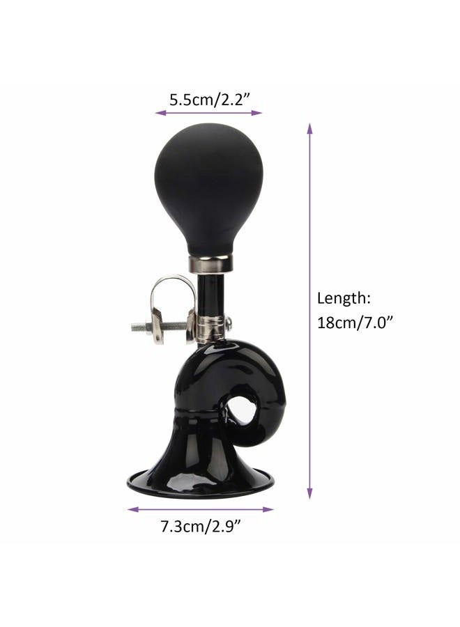 Coolrunner Bugle Horn, Retro Clown Siren, Kids Bike Hooter, Classic Vintage Metal Twist Loudspeaker Snail Air Horn for Vehicles Bicycles Golf Cart (Black) - Image 3