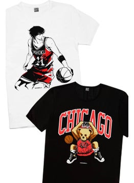 Rock&Roll Chicago Basket, Handsome Basketball Woman 2-Piece Eco Pack T-Shirt  - Image 1