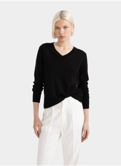 DeFacto Plain V Neck Relaxed Fit Sweater by Styli  - Image 4