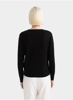 DeFacto Plain V Neck Relaxed Fit Sweater by Styli  - Image 3