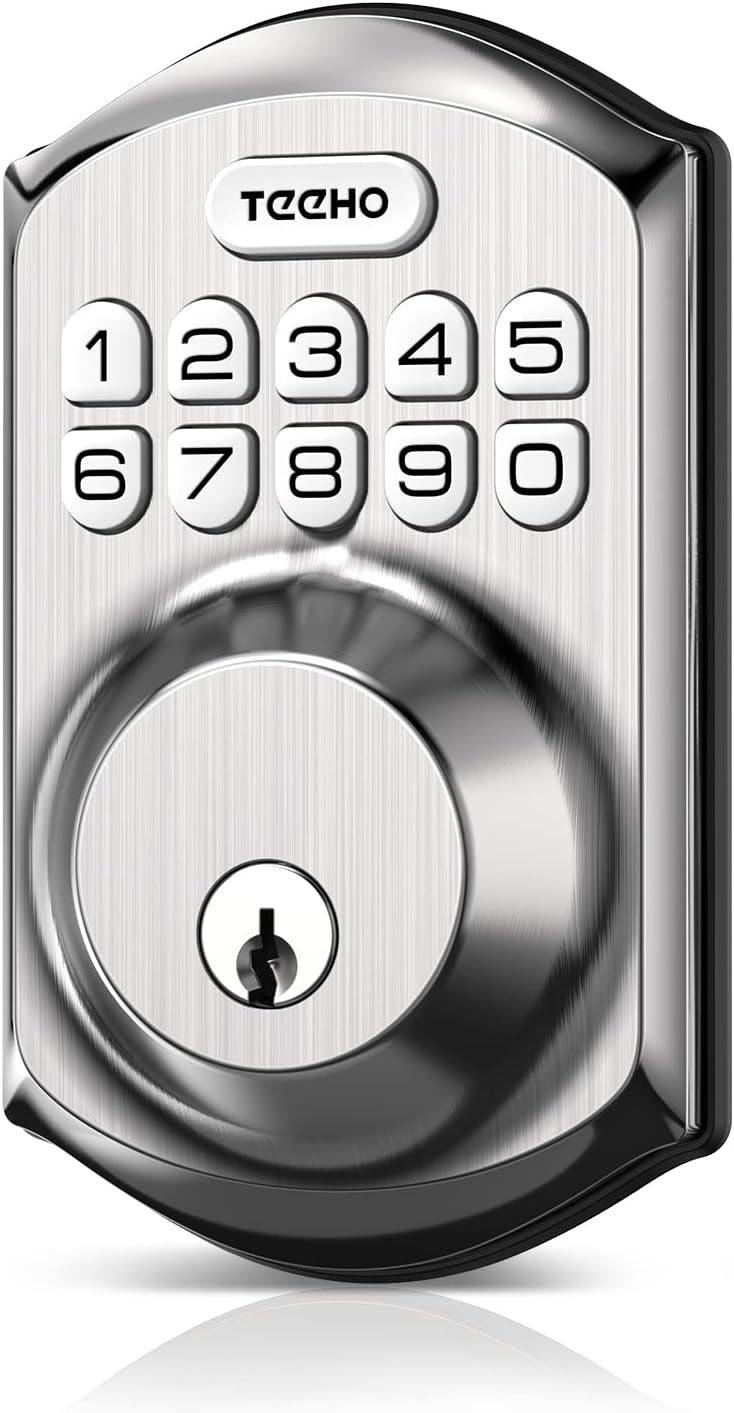 TEEHO TE001 Keyless Entry Door Lock with Keypad - Smart Deadbolt Lock for Front Door with 2 Keys - Auto Lock - Easy Installation - Satin Nickel - Image 1