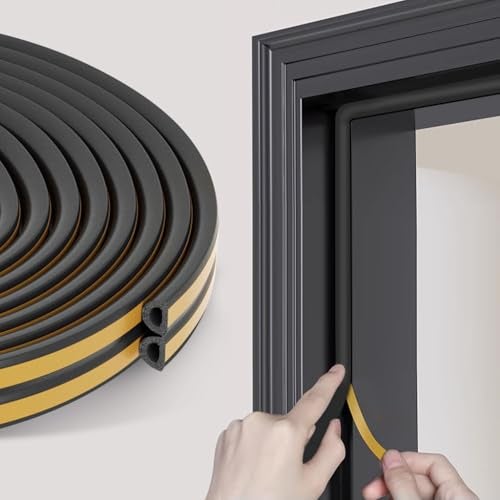 CHENYA 32.8 Ft Weather Stripping Door Seal Strip,Self Adhesive Door Soundproofing D Shaped Weatherstripping for Door Frame/Window,Black,3/8" W × 1/4" T - Image 1