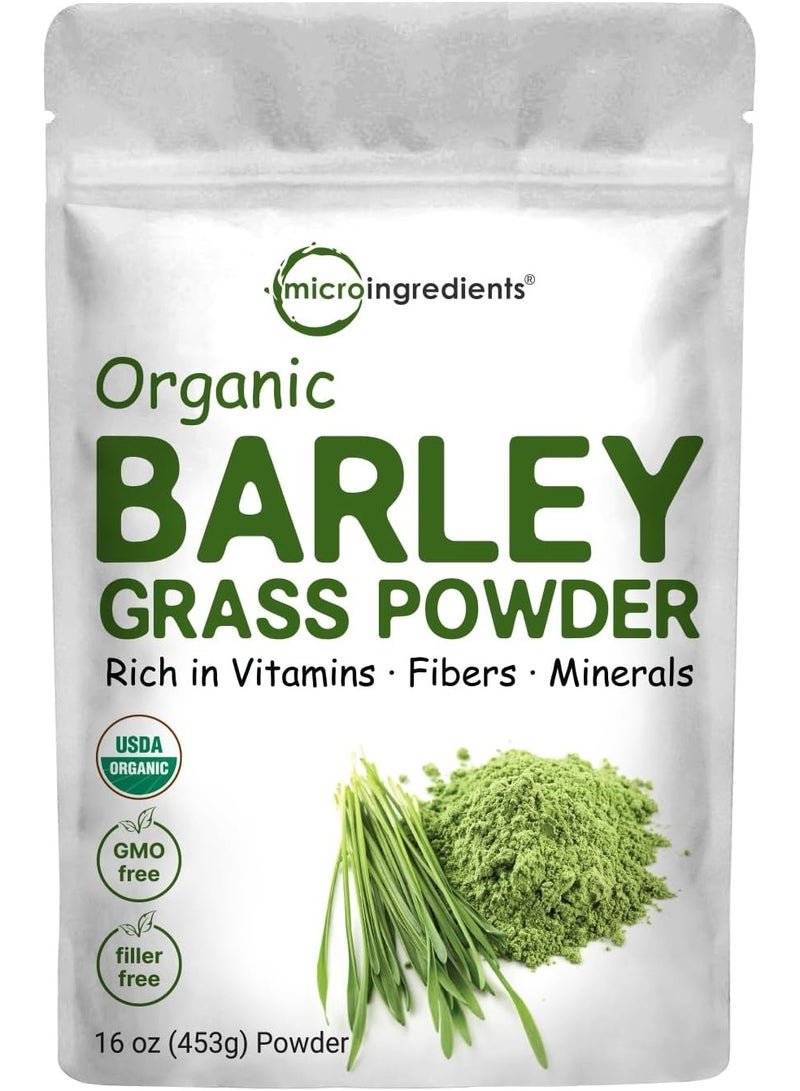 Micro Ingredients مسحوق عشبة الشعير العضوية المزروعة بشكل مستدام في الولايات المتحدة، 10 أونصات، غني بفيتامين المناعة والألياف والمعادن ومضادات الأكسدة والبروتين، يدعم الجهاز المناعي ووظيفة الهضم، مناسب للنباتيين - Image 4