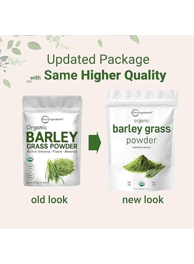 Micro Ingredients مسحوق عشبة الشعير العضوية المزروعة بشكل مستدام في الولايات المتحدة، 10 أونصات، غني بفيتامين المناعة والألياف والمعادن ومضادات الأكسدة والبروتين، يدعم الجهاز المناعي ووظيفة الهضم، مناسب للنباتيين - Image 2