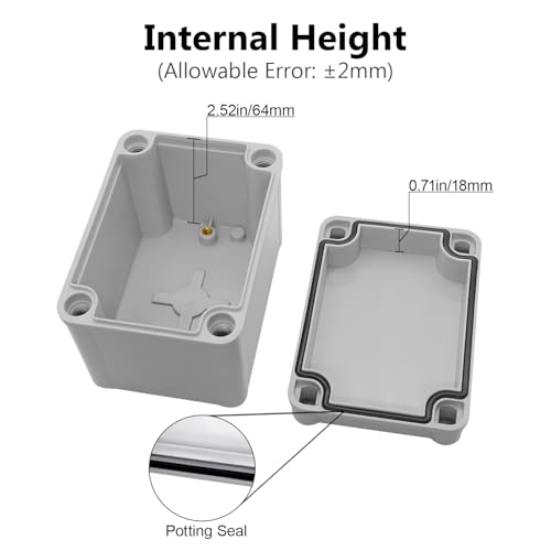 LeMotech Junction Box IP67 Waterproof Dustproof ABS Plastic Project Box for Electrical Outdoor Enclosure Gray 4.3 x 3.1 x 3.3 inch (110 x 80 x 85 mm) - Image 4