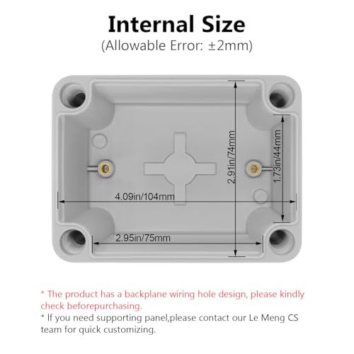 LeMotech Junction Box IP67 Waterproof Dustproof ABS Plastic Project Box for Electrical Outdoor Enclosure Gray 4.3 x 3.1 x 3.3 inch (110 x 80 x 85 mm) - Image 3