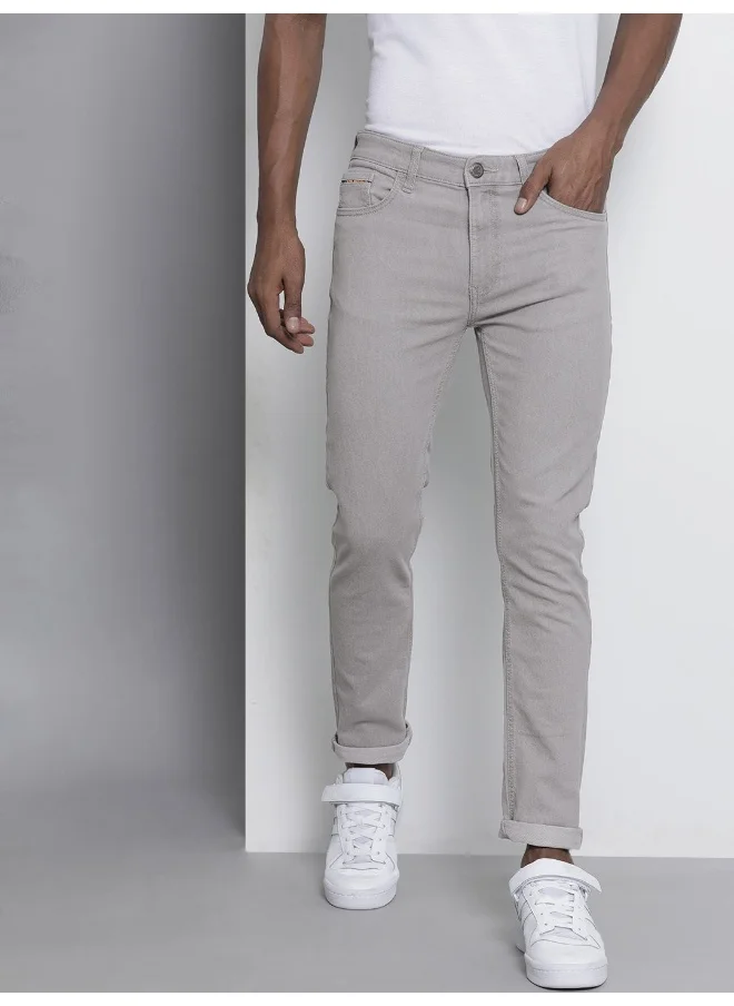 شركة المرآب الهندية Men Grey Cotton Stretchable Slim Fit Jeans