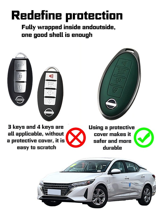 غطاء مفتاح السيارة ، مناسب لنيسان ، يلف مفاتيح السيارة بشكل مثالي ، ومكافحة السقوط ، ومقاومة للارتداء ، عالية الجودة. مادة: جلد البقر - Image 5