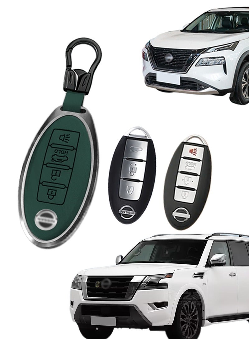 غطاء مفتاح السيارة ، مناسب لنيسان ، يلف مفاتيح السيارة بشكل مثالي ، ومكافحة السقوط ، ومقاومة للارتداء ، عالية الجودة. مادة: جلد البقر - Image 1